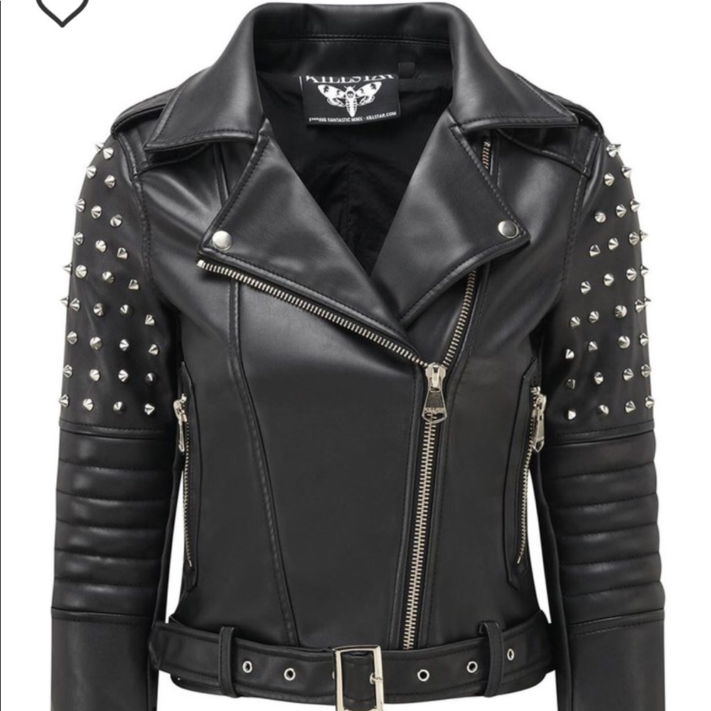 KillStar Studded Biker Jacket (Vegan Leather) L